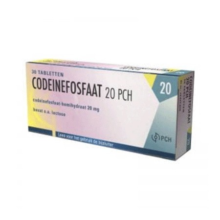 Codeïne 20 mg in een verpakking van 30 tabletten.